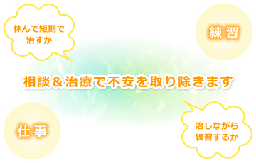 治療をしながらの練習ご相談ください